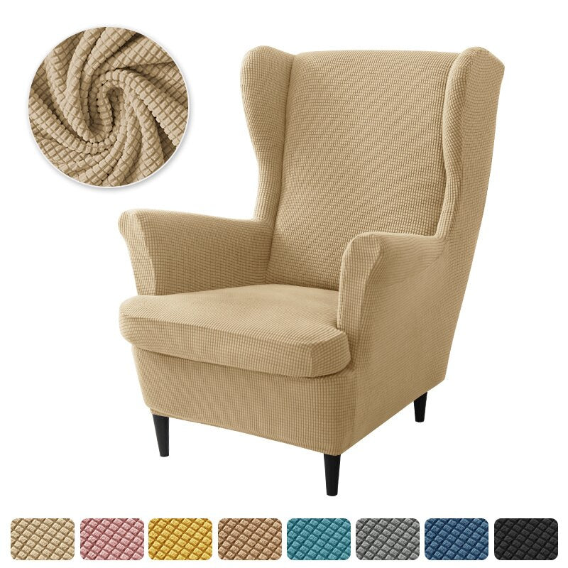 Polar Fleece Wing Back Chair Covers Elastic Sofa Slipcover with Seat Cushion Cover Sloping Anti-dirty Armchair Sofa Covers - Image 8