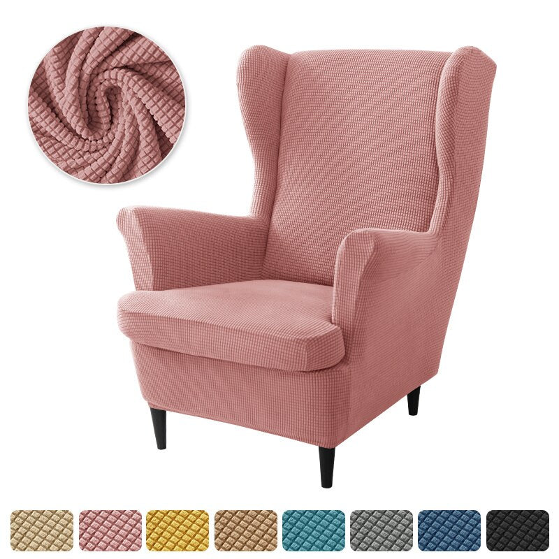 Polar Fleece Wing Back Chair Covers Elastic Sofa Slipcover with Seat Cushion Cover Sloping Anti-dirty Armchair Sofa Covers - Image 9