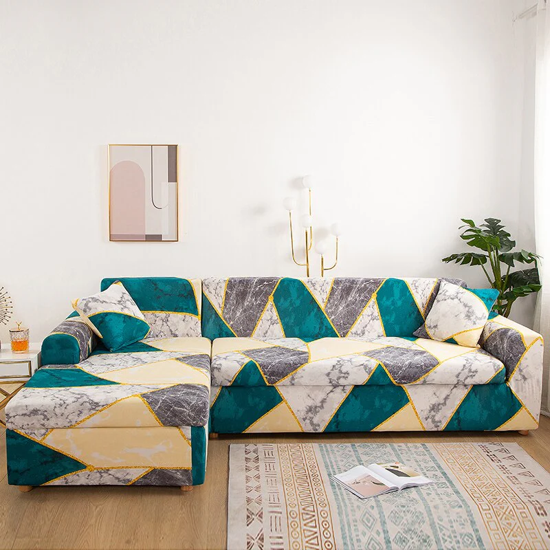 Printed L Shape Sofa Covers for Living Room L Shaped Sofa Protector Anti-dust Elastic Stretch Covers for Corner Sofa Cover - Image 4