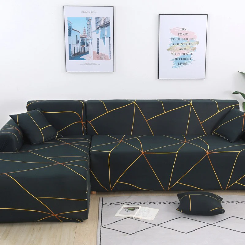 Printed Sofa Slipcover Square Pattern Couch Cover Elastic Sofa Cover for Corner Sofa Pets Chaselong Protector L shape Anti-dust Removeble - Image 21