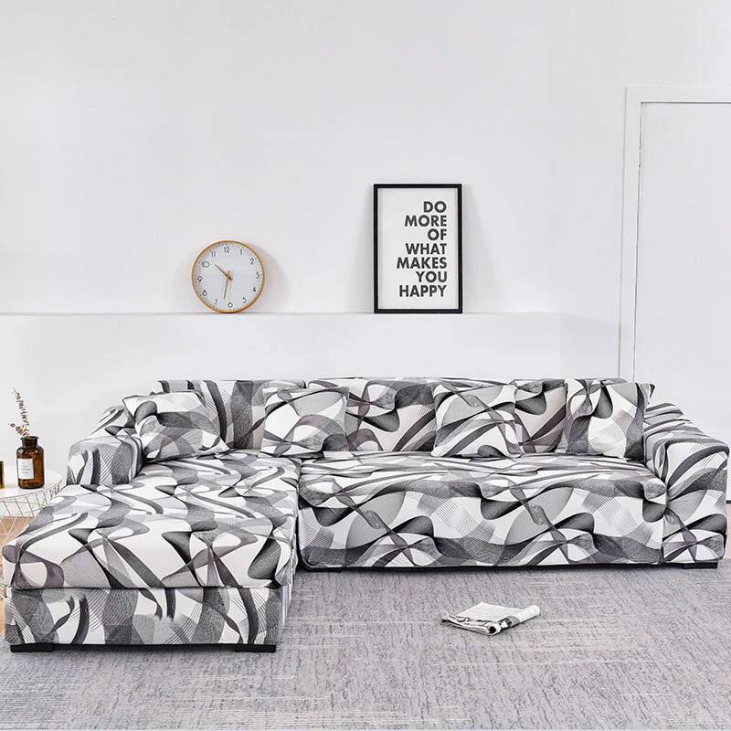 Printed Sofa Slipcover Square Pattern Couch Cover Elastic Sofa Cover for Corner Sofa Pets Chaselong Protector L shape Anti-dust Removeble - Image 23