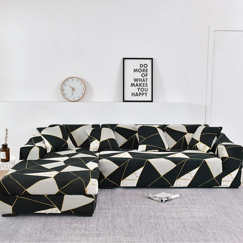 Printed Sofa Slipcover Square Pattern Couch Cover Elastic Sofa Cover for Corner Sofa Pets Chaselong Protector L shape Anti-dust Removeble - Image 24