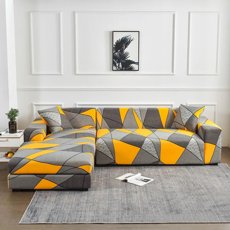 Printed Sofa Slipcover Square Pattern Couch Cover Elastic Sofa Cover for Corner Sofa Pets Chaselong Protector L shape Anti-dust Removeble - Image 25