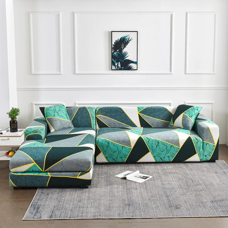 Printed Sofa Slipcover Square Pattern Couch Cover Elastic Sofa Cover for Corner Sofa Pets Chaselong Protector L shape Anti-dust Removeble - Image 30