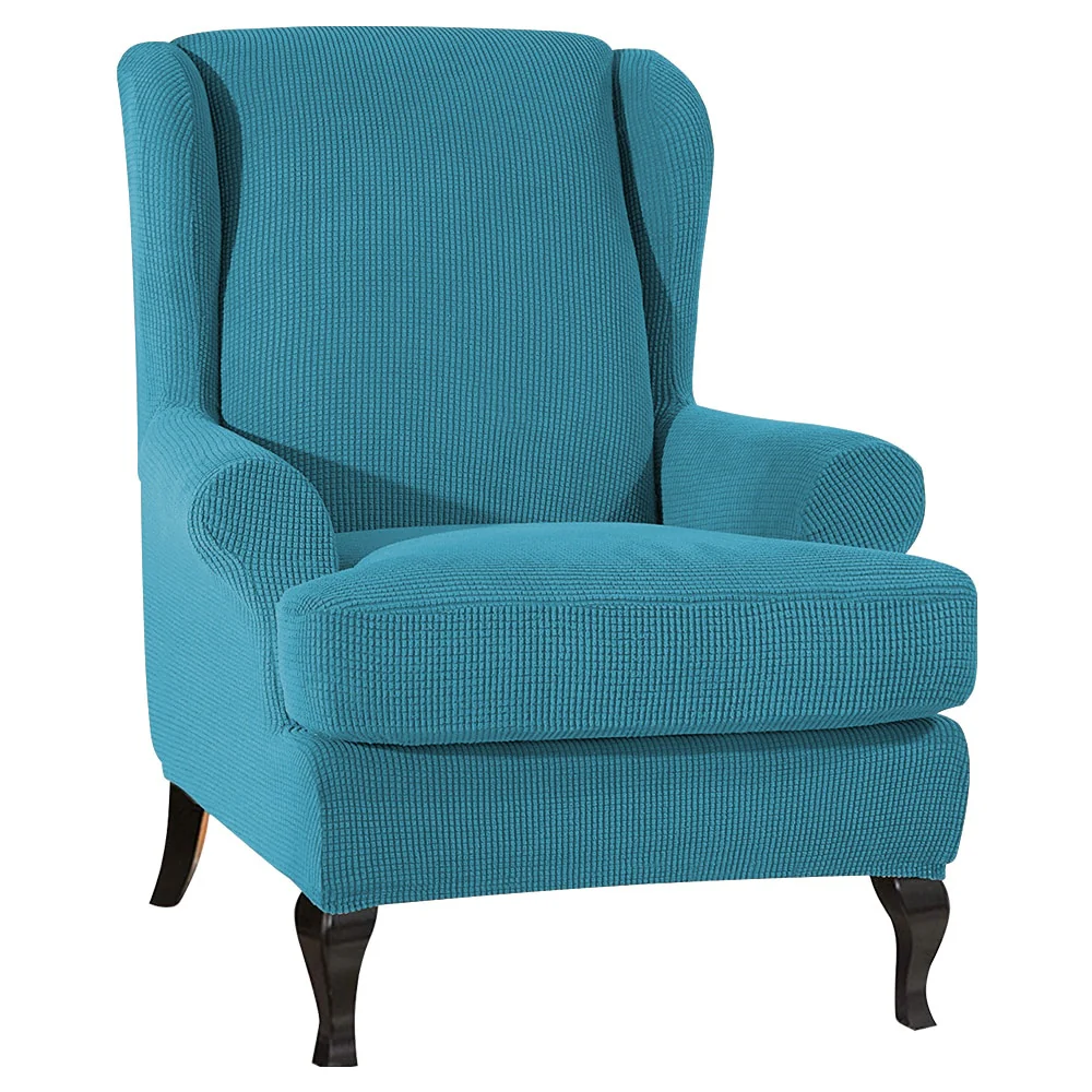 Sloping Arm Wing Back Chair Cover Elastic Armchair Wingback Chair Wing Back Chair Cover Stretch Protector SlipCover Protector King Back Chair Covers - Image 10