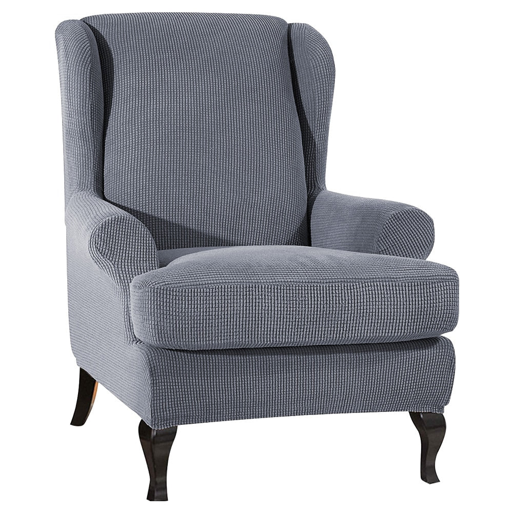 Sloping Arm Wing Back Chair Cover Elastic Armchair Wingback Chair Wing Back Chair Cover Stretch Protector SlipCover Protector King Back Chair Covers - Image 11