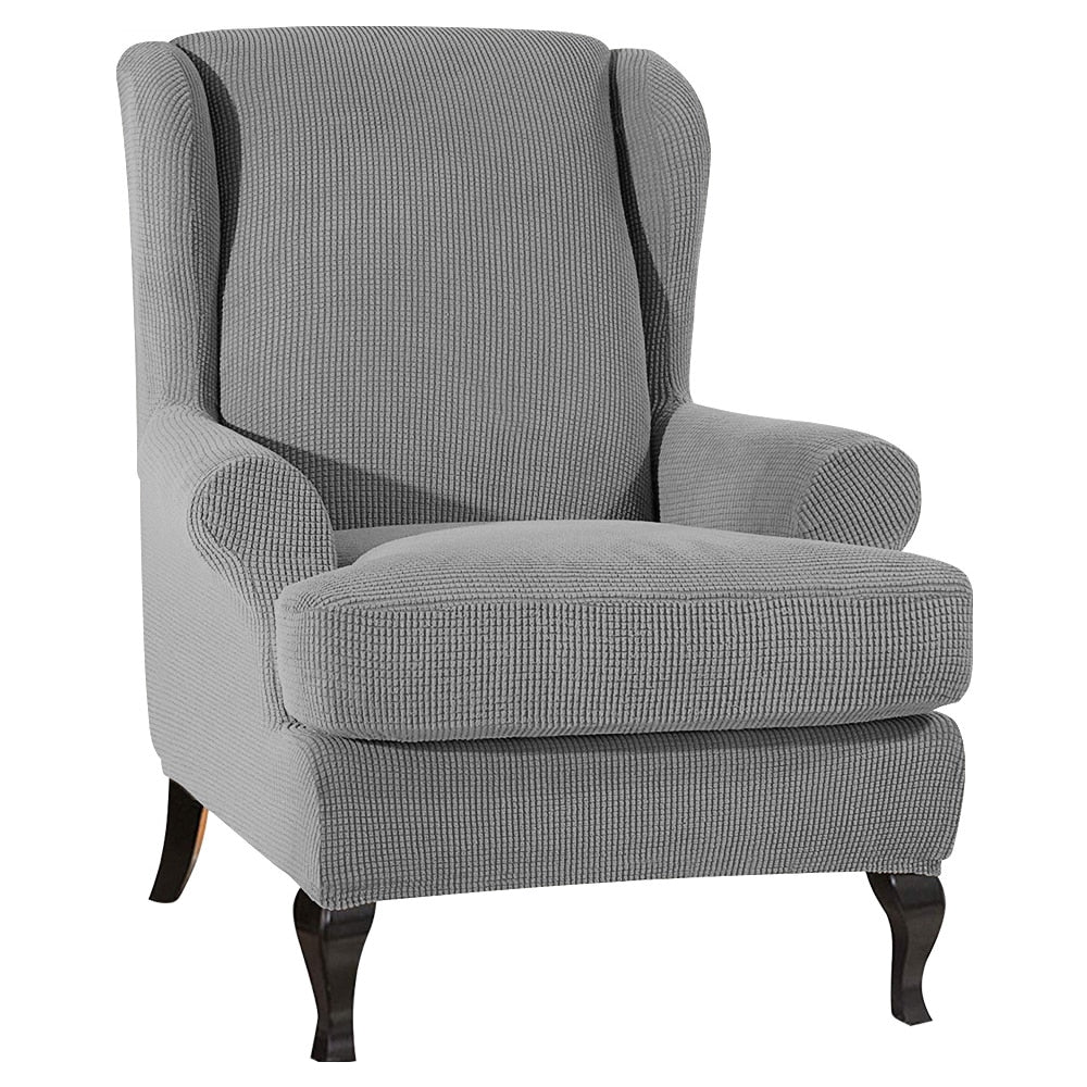 Sloping Arm Wing Back Chair Cover Elastic Armchair Wingback Chair Wing Back Chair Cover Stretch Protector SlipCover Protector King Back Chair Covers - Image 12