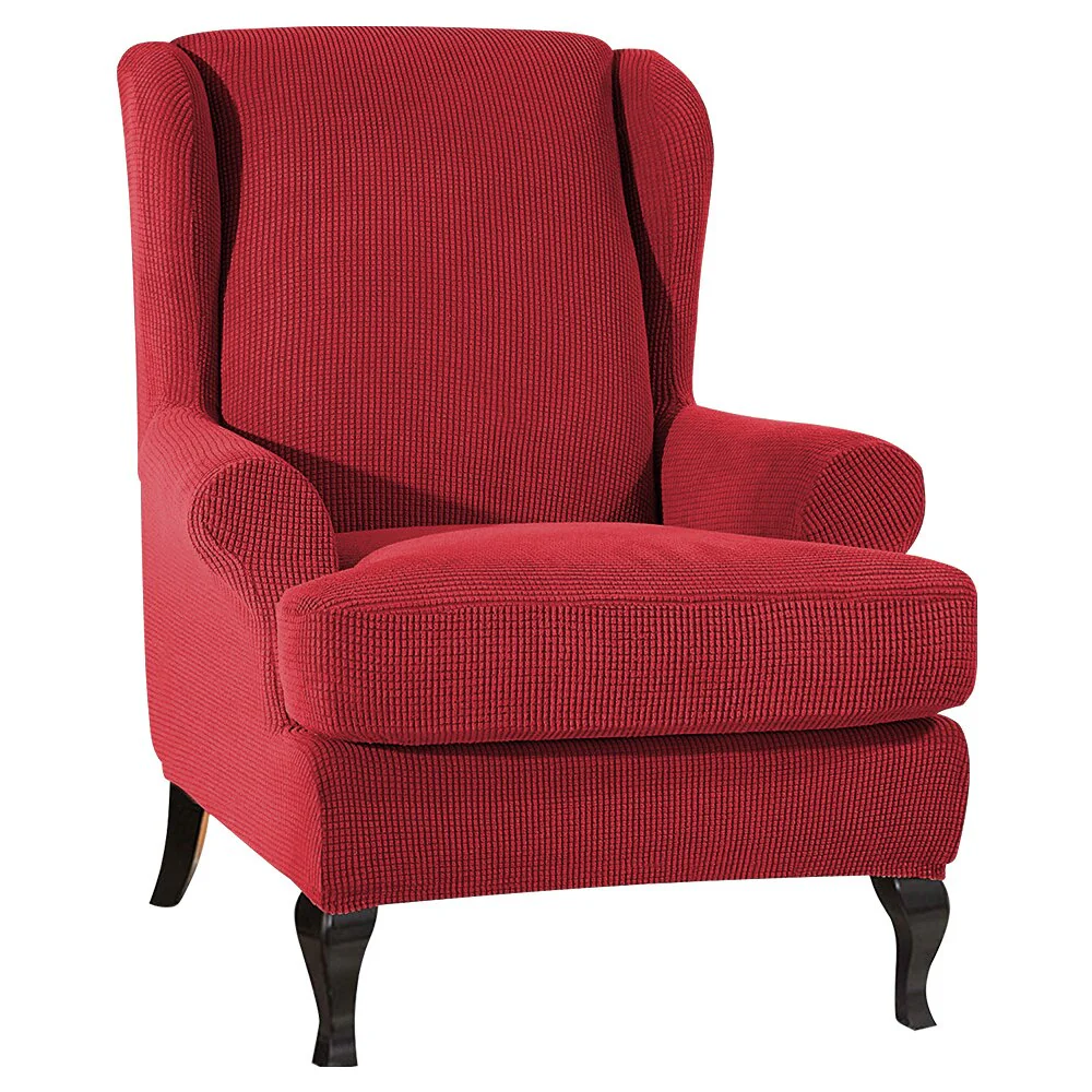 Sloping Arm Wing Back Chair Cover Elastic Armchair Wingback Chair Wing Back Chair Cover Stretch Protector SlipCover Protector King Back Chair Covers - Image 13