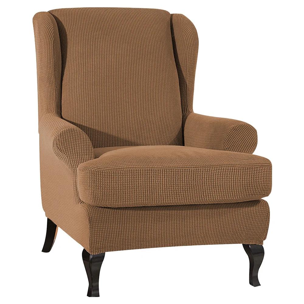 Sloping Arm Wing Back Chair Cover Elastic Armchair Wingback Chair Wing Back Chair Cover Stretch Protector SlipCover Protector King Back Chair Covers - Image 16