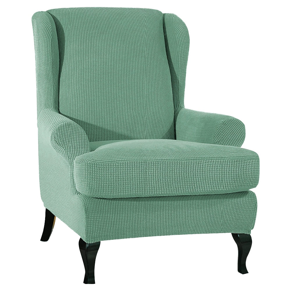 Sloping Arm Wing Back Chair Cover Elastic Armchair Wingback Chair Wing Back Chair Cover Stretch Protector SlipCover Protector King Back Chair Covers - Image 4