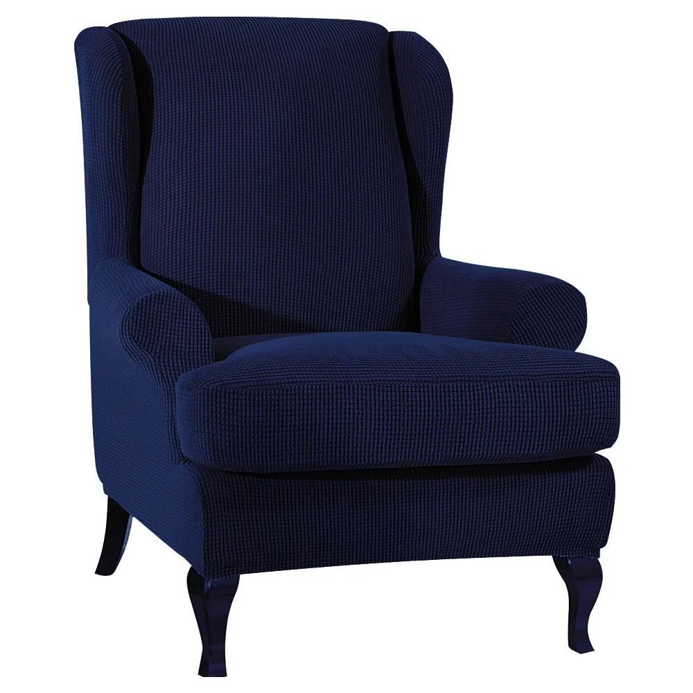 Sloping Arm Wing Back Chair Cover Elastic Armchair Wingback Chair Wing Back Chair Cover Stretch Protector SlipCover Protector King Back Chair Covers - Image 9