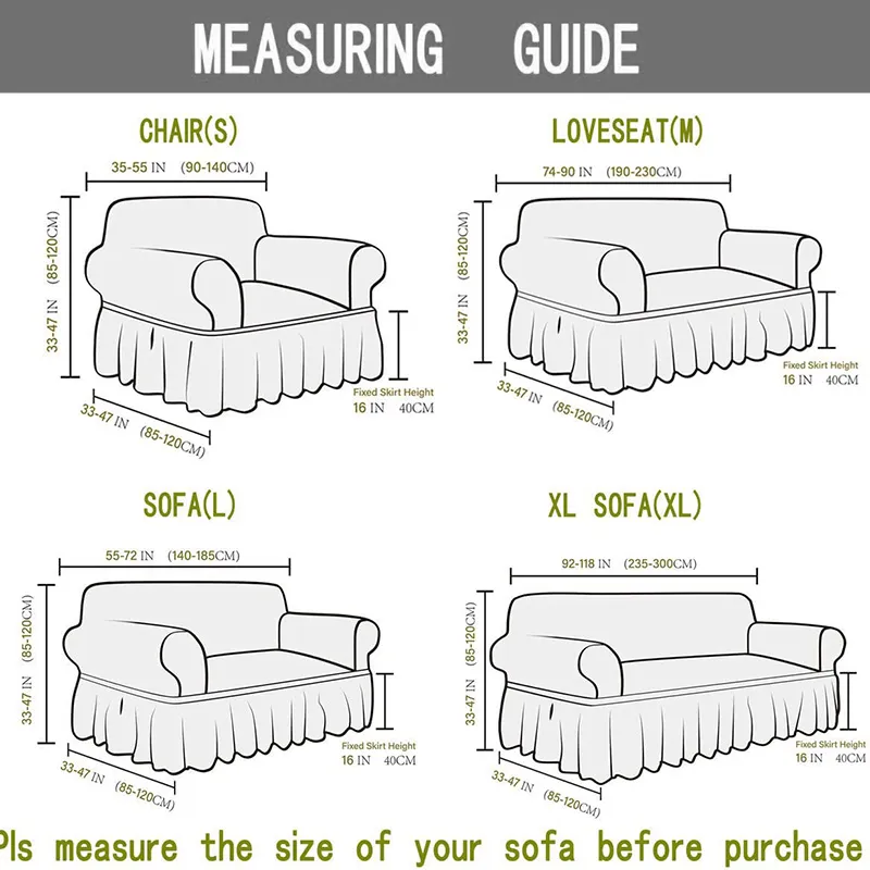 Sofa Slipcovers with Skirt Easy Fitted Sofa Cover for Living Room Couch Cover Washable High Elastic Durable Seersucker Fabric - Image 3