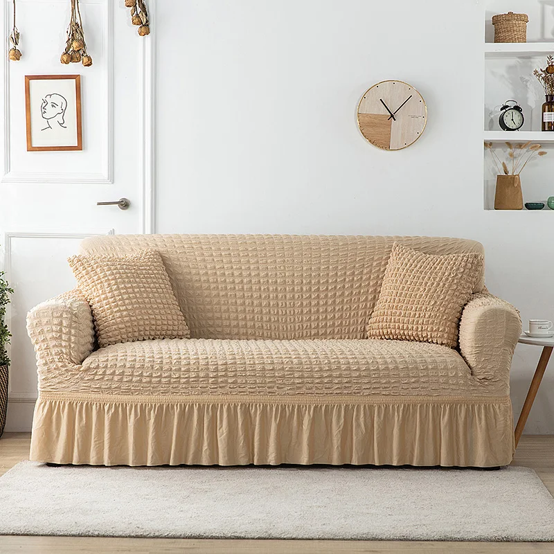 Sofa Slipcovers with Skirt Easy Fitted Sofa Cover for Living Room Couch Cover Washable High Elastic Durable Seersucker Fabric - Image 8