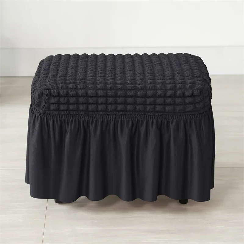 Solid Color Seersucker Stool Cover Stretch Footstool Skirt Slipcover Footstool Cover Elastic All-inclusive Footrest Covers Hogar - Image 12
