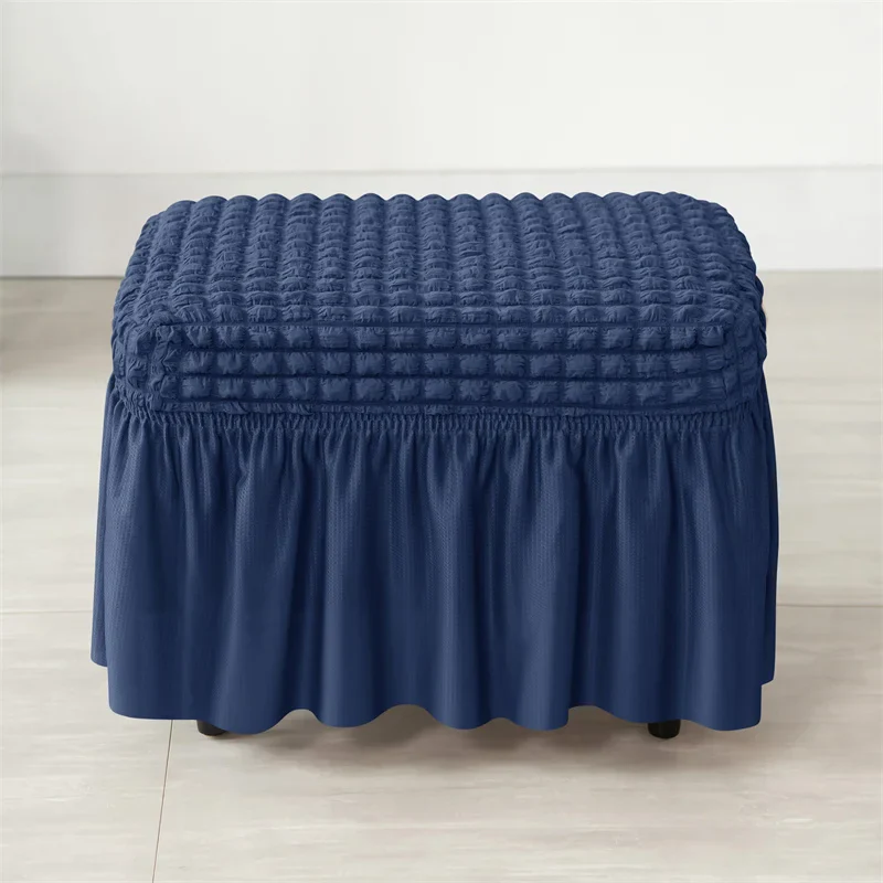 Solid Color Seersucker Stool Cover Stretch Footstool Skirt Slipcover Footstool Cover Elastic All-inclusive Footrest Covers Hogar - Image 13
