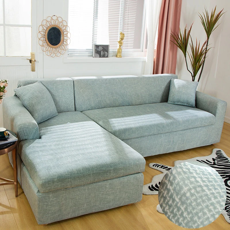 Square Lattice Printed L Shape Sofa Covers Sofa Protector Printed Elastic Sretch Covers Anti-dust Elastic Stretch Covers for Corner Sofa Cover - Image 14