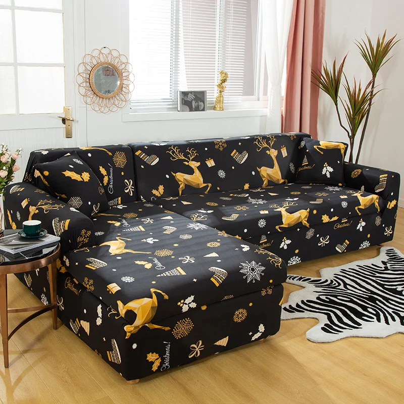 Square Lattice Printed L Shape Sofa Covers Sofa Protector Printed Elastic Sretch Covers Anti-dust Elastic Stretch Covers for Corner Sofa Cover - Image 18