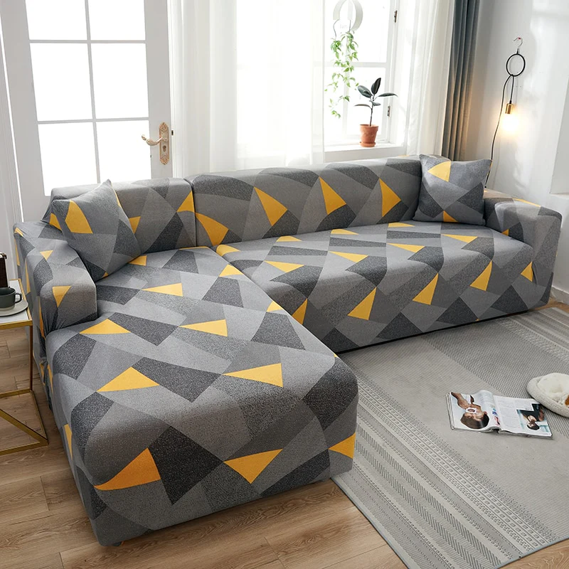 Square Lattice Printed L Shape Sofa Covers Sofa Protector Printed Elastic Sretch Covers Anti-dust Elastic Stretch Covers for Corner Sofa Cover - Image 19