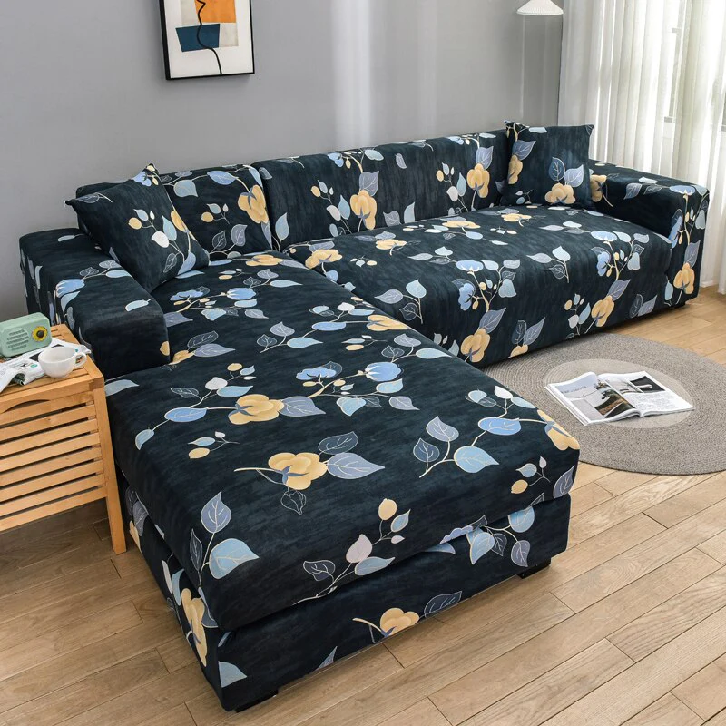 Square Printed L-shape Chaise Longue Slipcovers Sofa Covers for Living Room Sofa Protector Anti-dust Elastic Stretch Covers for Corner Sofa - Image 20