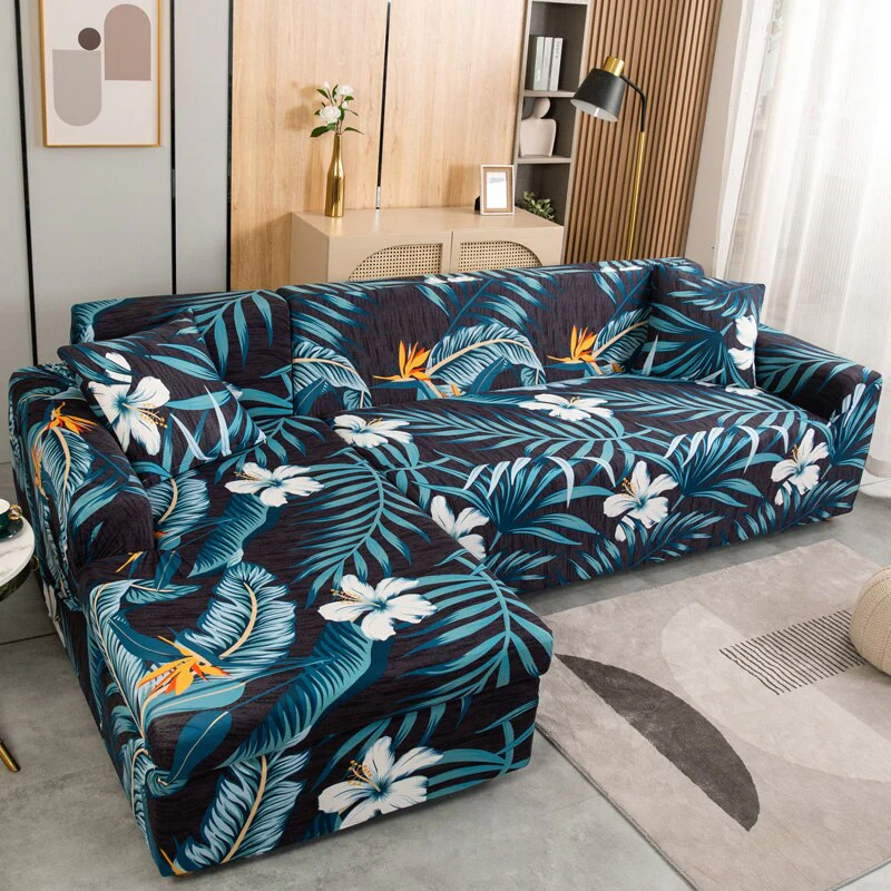 Square Printed L-shape Chaise Longue Slipcovers Sofa Covers for Living Room Sofa Protector Anti-dust Elastic Stretch Covers for Corner Sofa - Image 27