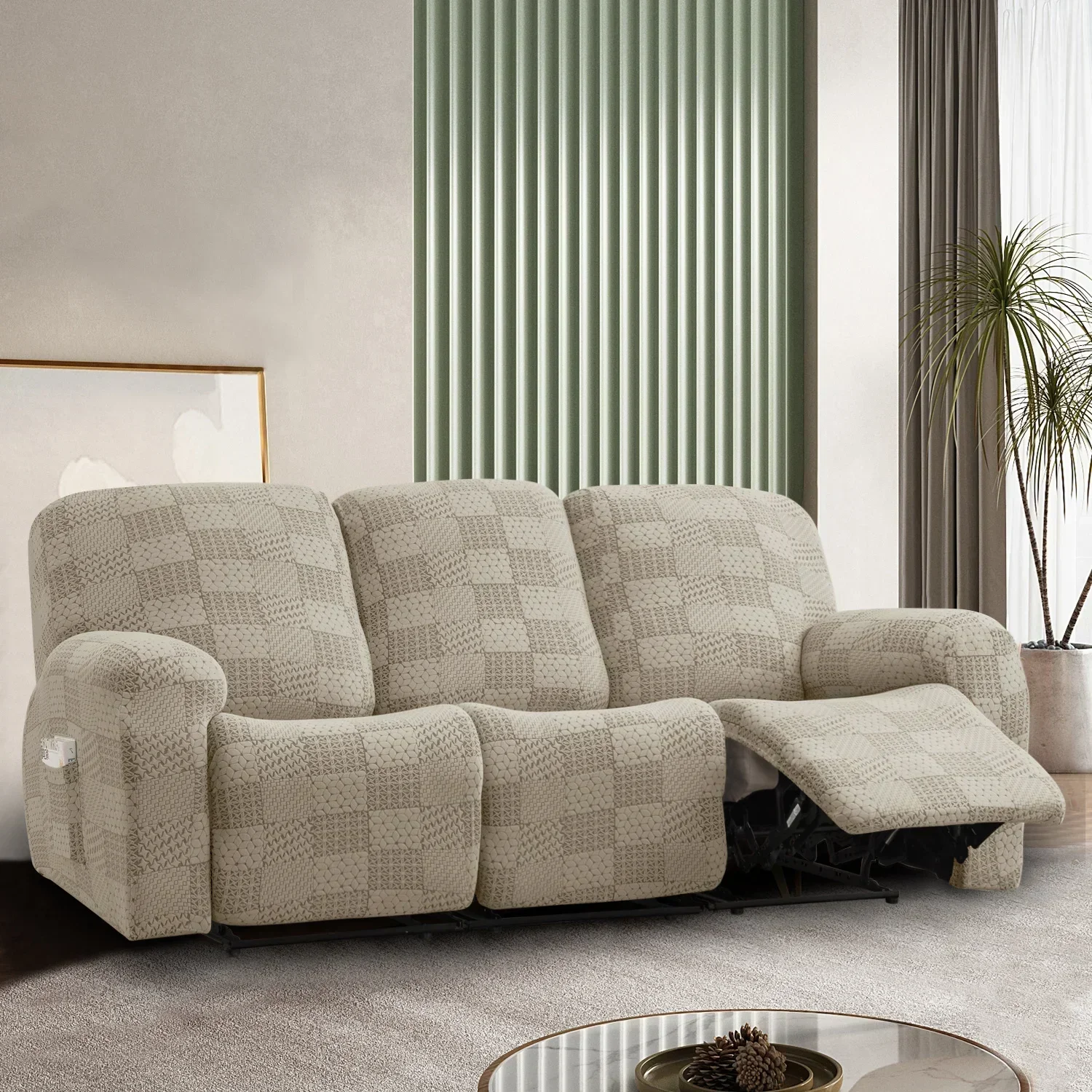 Stretch Recliner Sofa Covers 3-Seater Thick Jacquard Recliner Sofa Couch Cover Arm Sofa Slipcover Pet Protector Washable - Image 13