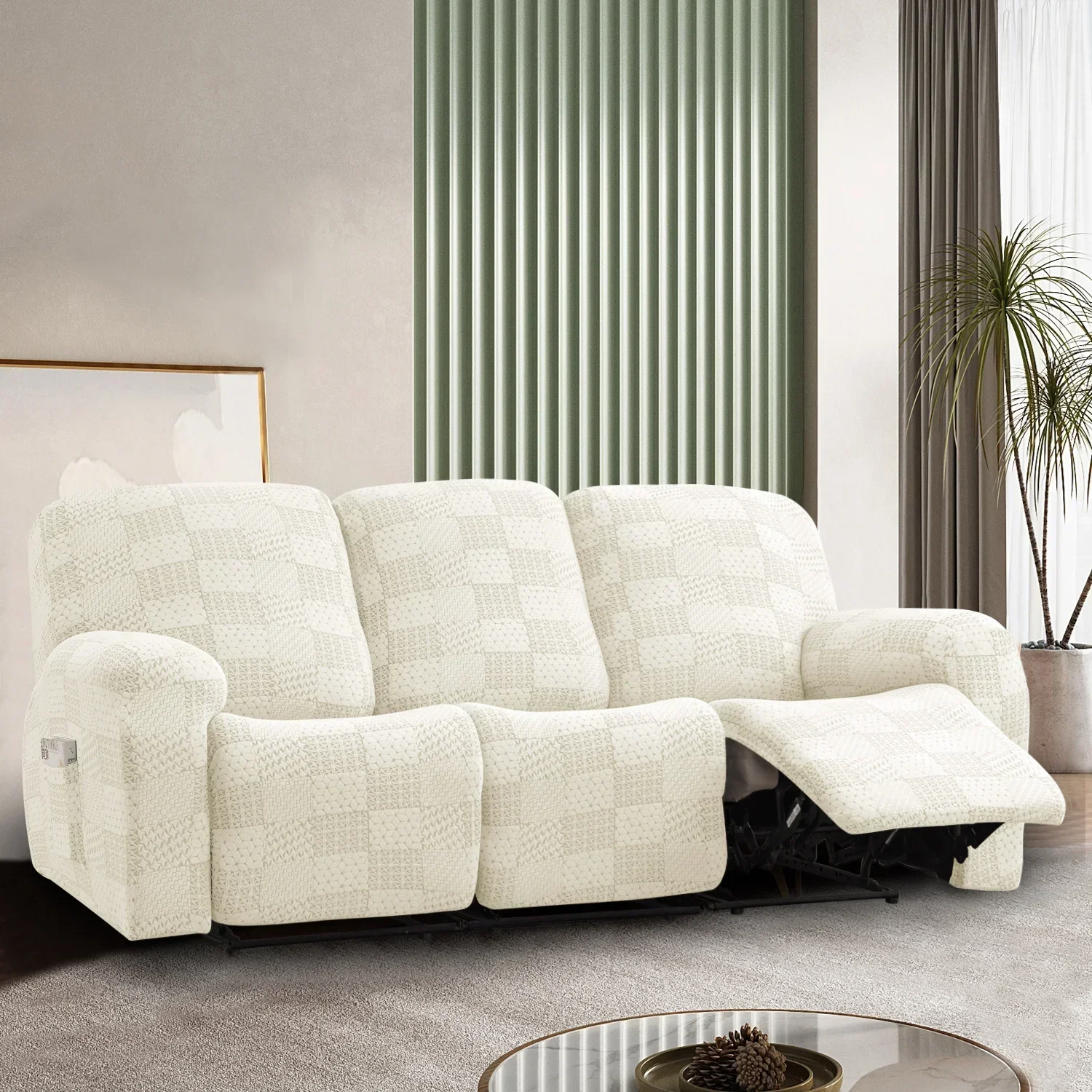 Stretch Recliner Sofa Covers 3-Seater Thick Jacquard Recliner Sofa Couch Cover Arm Sofa Slipcover Pet Protector Washable - Image 7