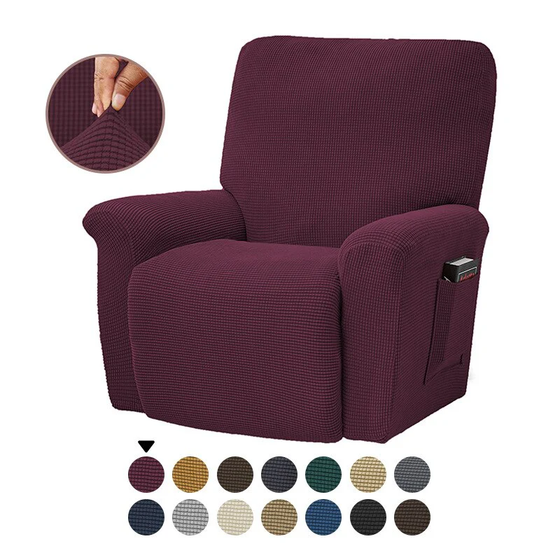 Stretch Recliner Sofa Covers Slipcovers Durable Soft High Stretch Jacquard Sofa Cover Polyester Fiber Solid Color For Rechiner Chair Cover - Image 13