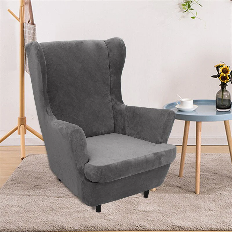 Super Soft Velvet Wing Chair Cover Stretch Armchair Covers Washable Removable Non Slip Sofa Slipcovers with Seat Cushion Cover - Image 13