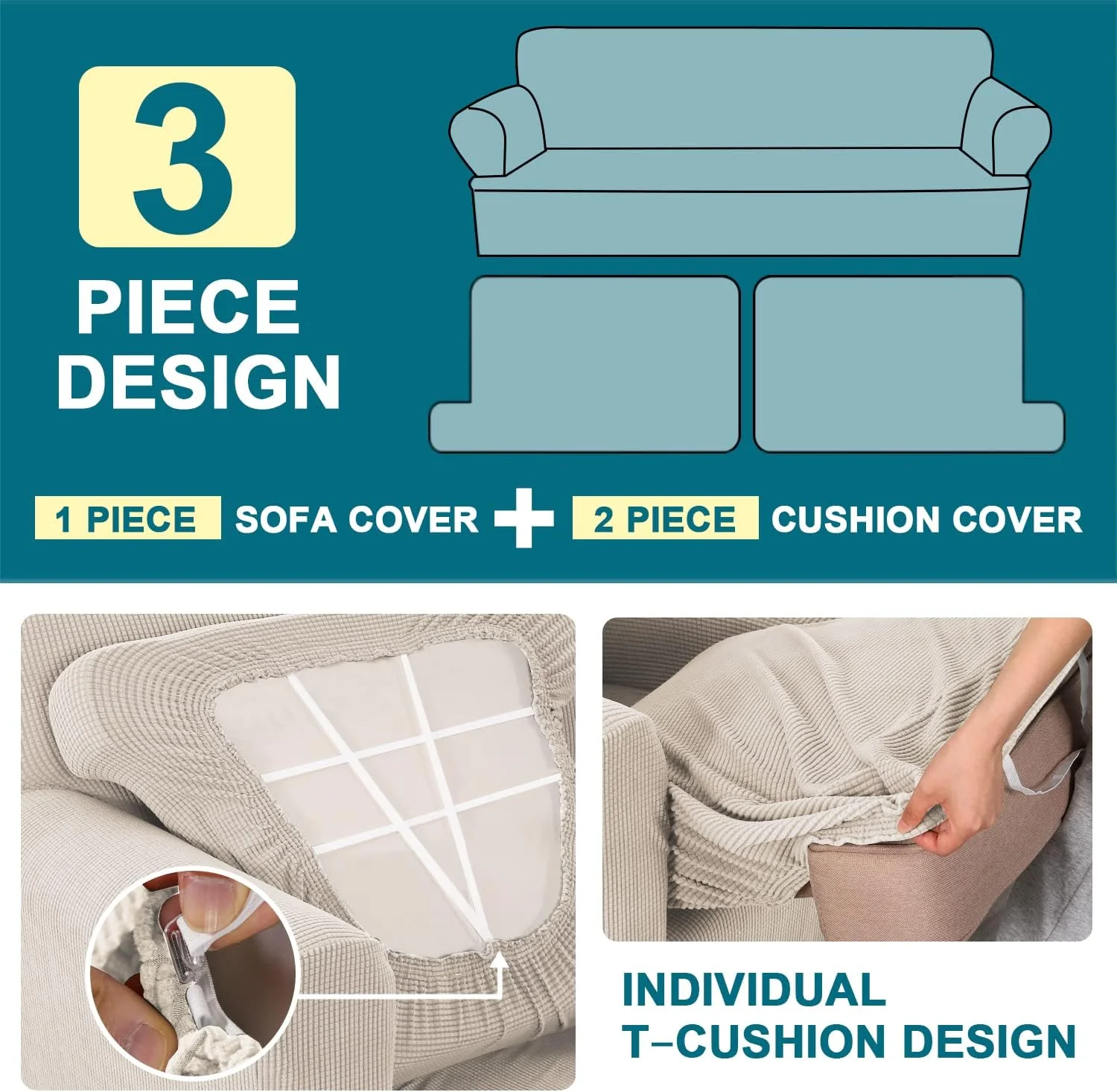 T Cushion Sofa Slipcovers Sofa Cover for T Cushion Sofa Couches Stretch Couch Cover with T Cushion Covers Machine Washable - Image 5