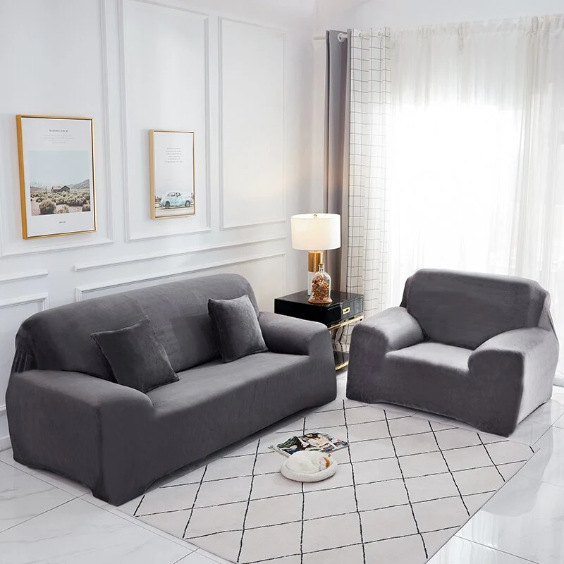 Thick Velvet Sofa Covers for Couch Cover Super Stretch Non Slip Couch Cover Friendly Elastic Furniture Protector Plush Sofa Slipcovers - Image 19