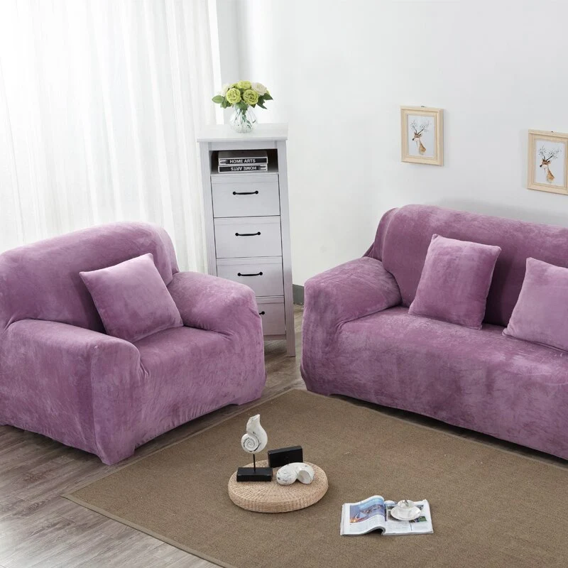 Thick Velvet Sofa Covers for Couch Cover Super Stretch Non Slip Couch Cover Friendly Elastic Furniture Protector Plush Sofa Slipcovers - Image 4