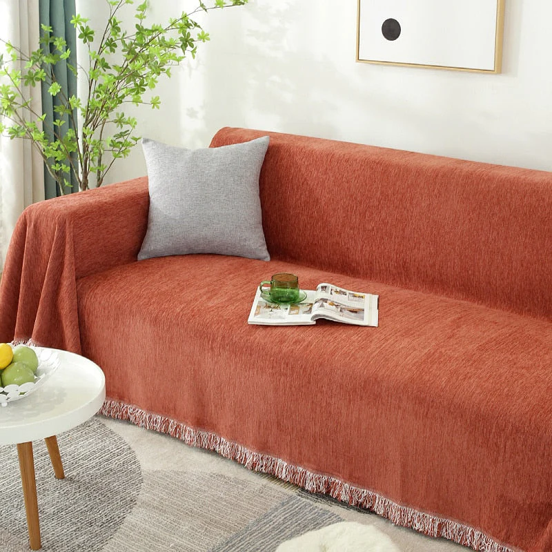 Thicken Chenille Sofa Throw Cover With Tassel Slipcovers Anti Cat Scratch Furniture Protector Bedspread Couch Towel Full Cover Blanket - Image 10