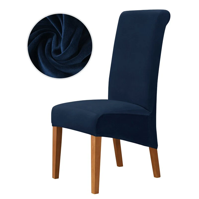 Velvet Chair Cover Stretch Dining Chair Cover Winter Warm Long Back Chair Cover Washable 2 Size Chair Cover For Kitchen Home - Image 17