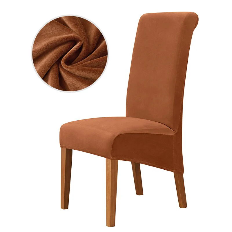Velvet Chair Cover Stretch Dining Chair Cover Winter Warm Long Back Chair Cover Washable 2 Size Chair Cover For Kitchen Home - Image 18