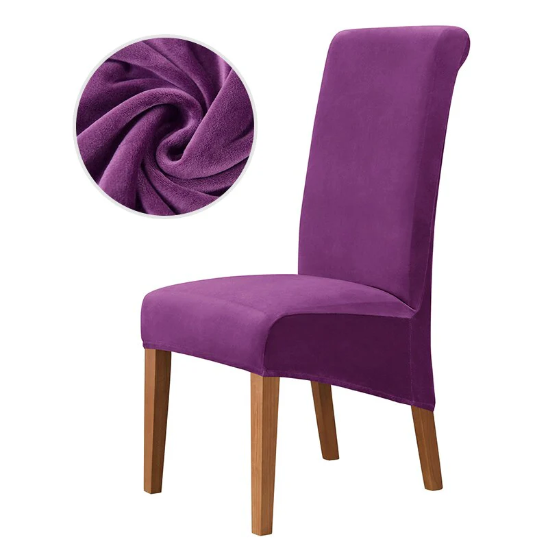 Velvet Chair Cover Stretch Dining Chair Cover Winter Warm Long Back Chair Cover Washable 2 Size Chair Cover For Kitchen Home - Image 20