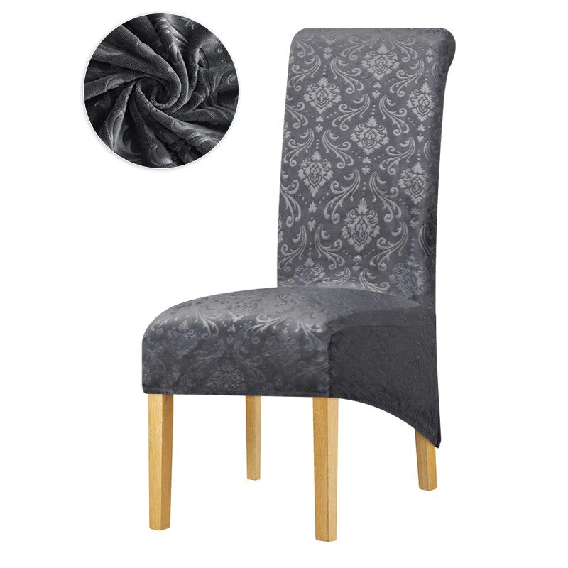 Velvet Chair Cover Stretch Dining Chair Cover Winter Warm Long Back Chair Cover Washable 2 Size Chair Cover For Kitchen Home - Image 30