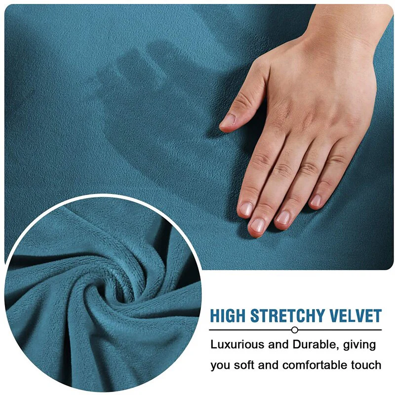 Velvet Elastic Wing Armchair Slipcover Velvet Plush Wing Back Chair Sofa Cover Plush Stretch Washable Removeble Furniture Protector - Image 6