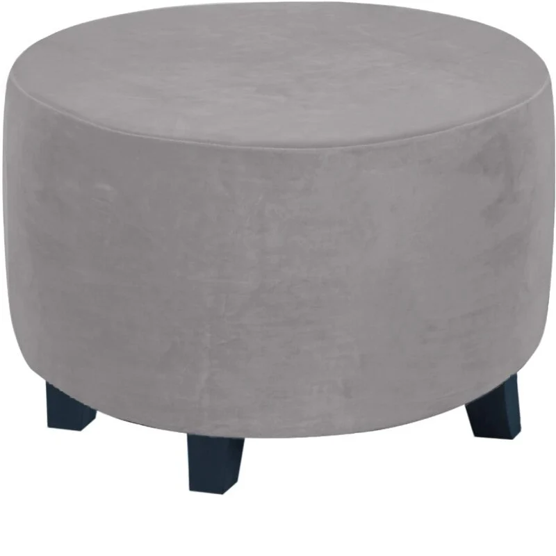 Velvet Stool Cover Round Footrest Cover Super Soft All-inclusive Ottoman Stool Chair Seat Slipcover Living Room Bedroom - Image 13