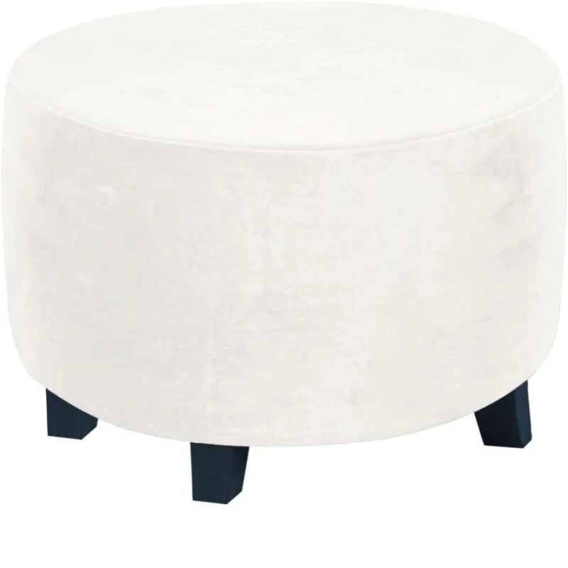 Velvet Stool Cover Round Footrest Cover Super Soft All-inclusive Ottoman Stool Chair Seat Slipcover Living Room Bedroom - Image 7