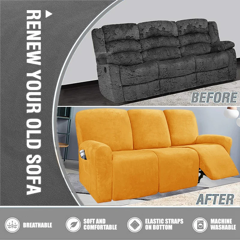 Velvet Recliner Chair Cover Elastic Armchair Sofa Covers Lazy Boy Relax Reclining Sofa Seat Cover For Living Room 1/2/3/4 Seats - Image 5