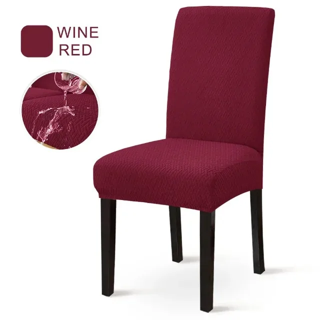 Waterproof Dining Chair Covers Jacquard Solid Chair Slipcover Hotel Banquet Home Kitchen Stretch Spandex Chair Case - Image 14
