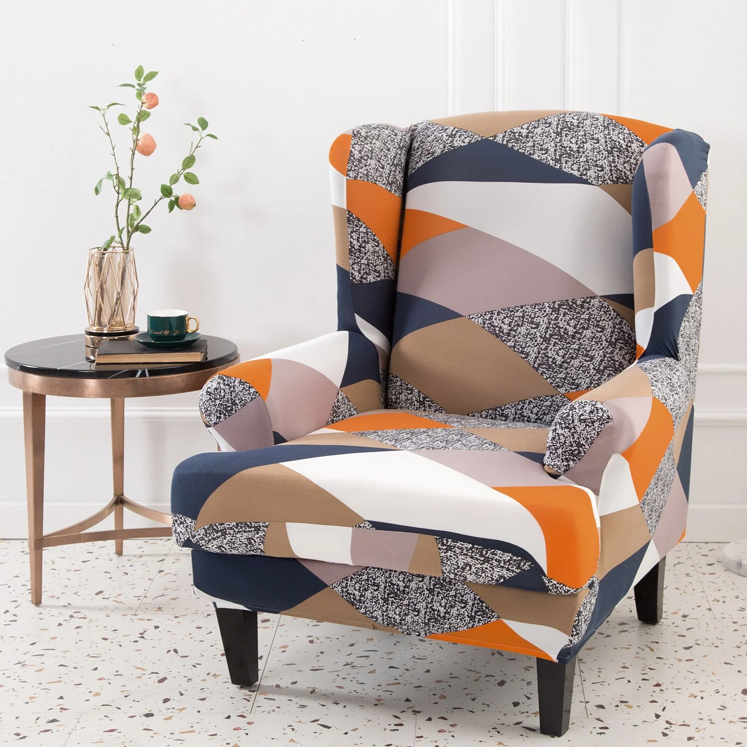 Waterproof Sloping Arm King Back Chair Cover Elastic Armchair Wingback Wing Sofa Back Chair Cover Stretch Protector Wing Back Chair Covers - Image 19