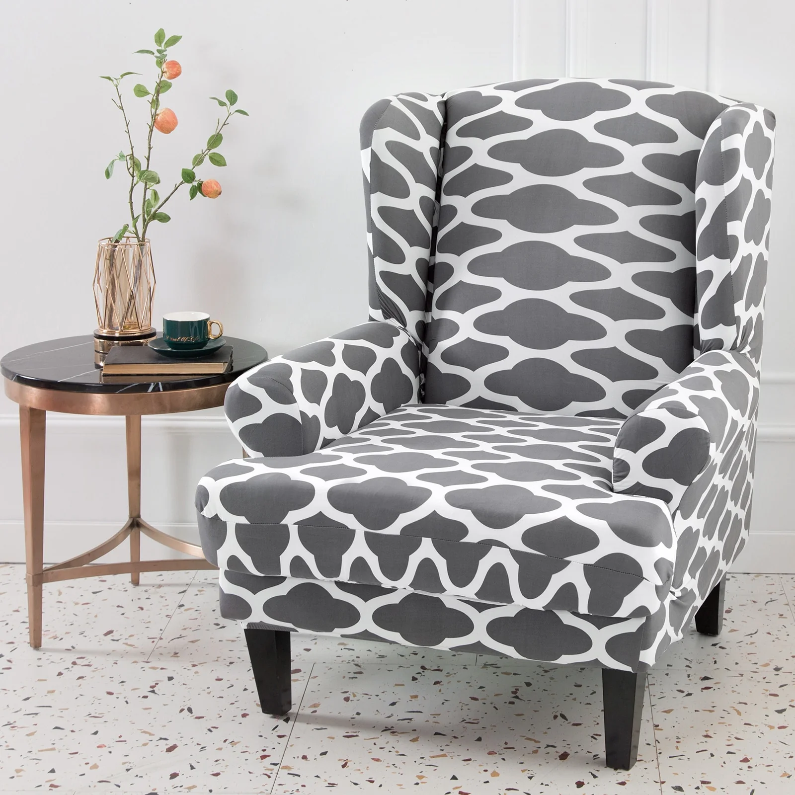 Waterproof Sloping Arm King Back Chair Cover Elastic Armchair Wingback Wing Sofa Back Chair Cover Stretch Protector Wing Back Chair Covers - Image 21