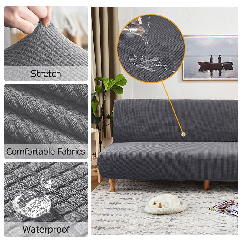 Waterproof Sofa Bed Cover Armless Sofa Cover For Living Room Plaid Straight Sofa Cover Slipcover Futon Cover For Home - Image 3