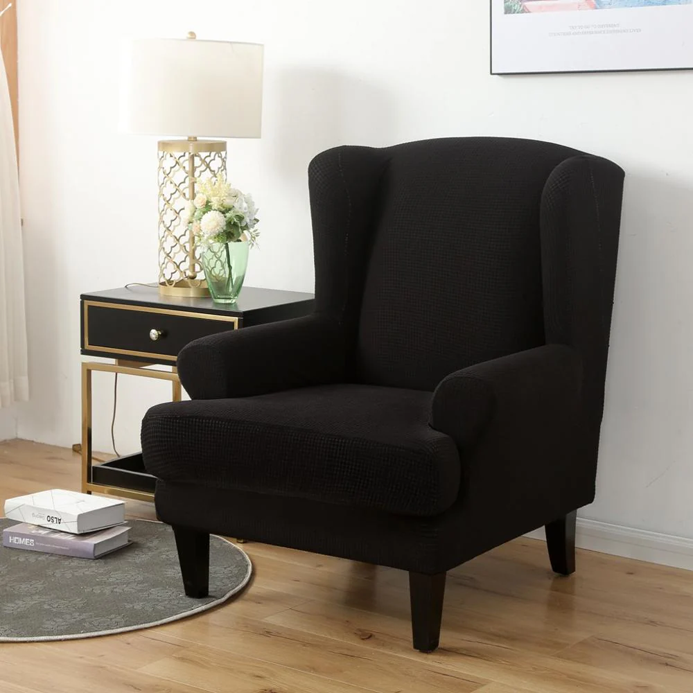 Wing Back Chair Cover Jacquard Spandex Stretch Slipcovers for Office Chairs Stylish 2 Piece Set with Elastic Band Wing Chair Cover - Image 16