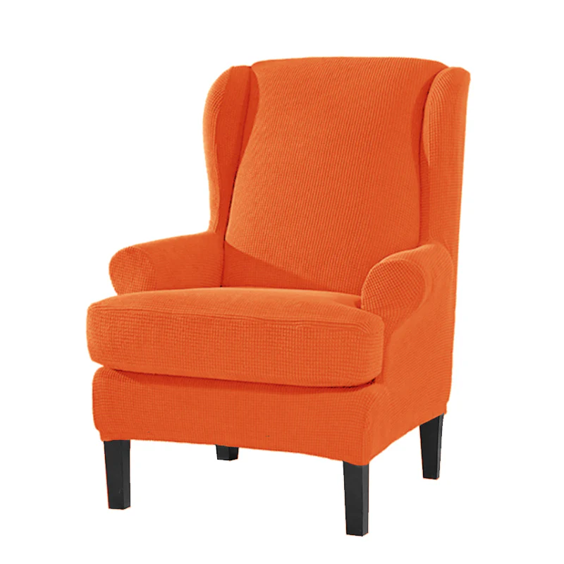Wing Back Chair Cover Jacquard Spandex Stretch Slipcovers for Office Chairs Stylish 2 Piece Set with Elastic Band Wing Chair Cover - Image 31