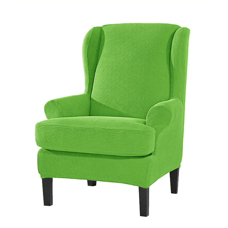 Wing Back Chair Cover Jacquard Spandex Stretch Slipcovers for Office Chairs Stylish 2 Piece Set with Elastic Band Wing Chair Cover - Image 32